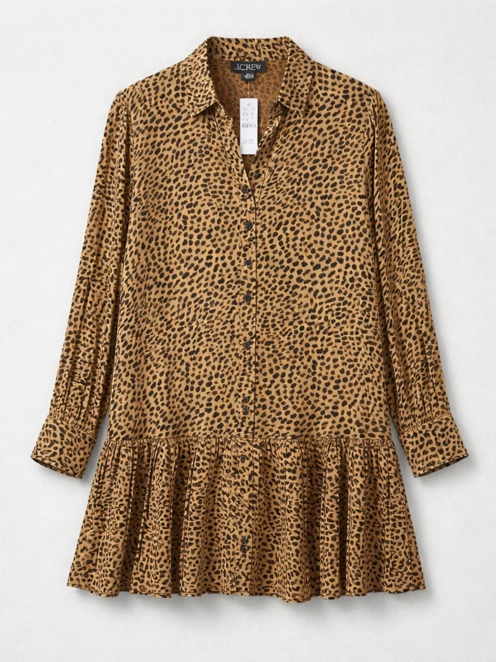 J.CREW NEW AMELIA SHIRT-DRESS IN CHEETAH PRINT PREPPY FALL SHIRT DRESS SZ S NWT